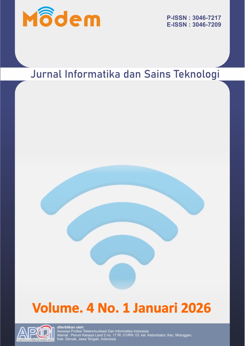 					View Vol. 4 No. 3 (2026): July: Modem : Jurnal Informatika dan Sains Teknologi
				