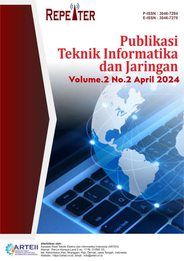 					View Vol. 2 No. 2 (2024): April : Repeater : Publikasi Teknik Informatika dan Jaringan
				